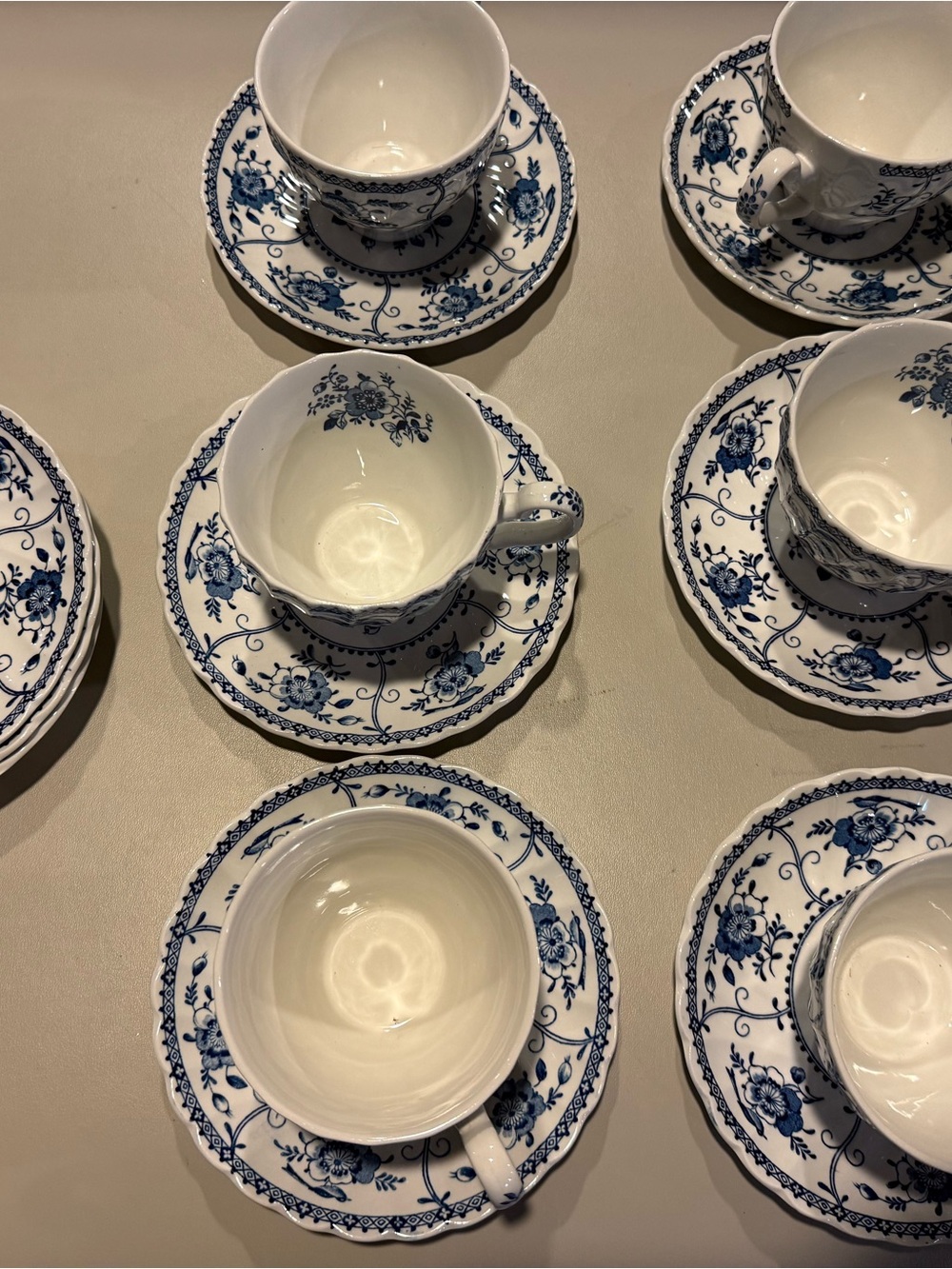 Johnson Brothers Indies Blue and White Floral Teacup & Saucer Set